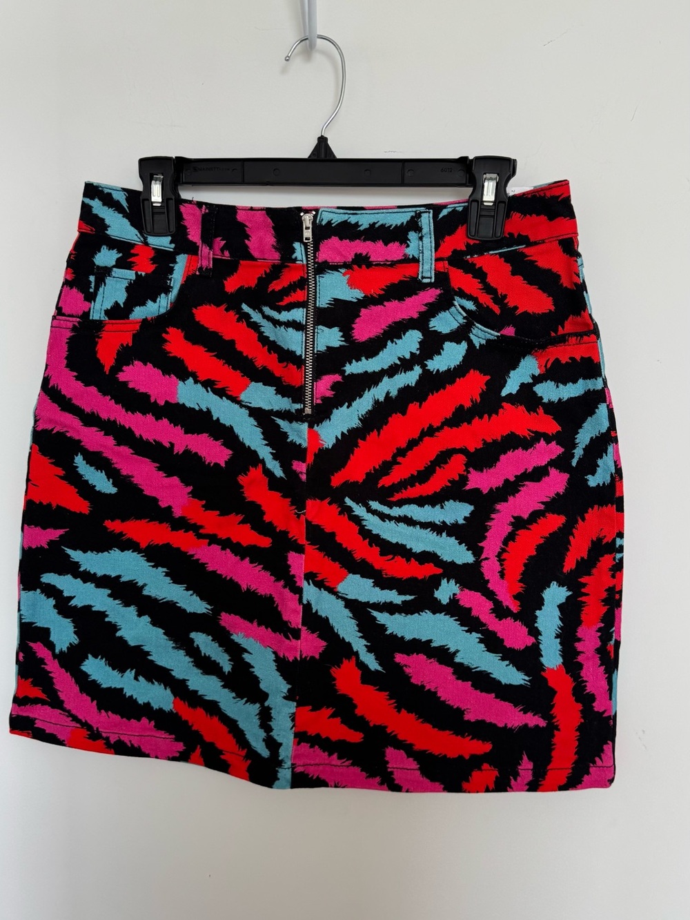 Bold Multi-Color Zebra Print Mini Skirt - Black, Red, Pink, Blue